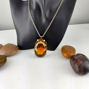 Big Facetted Amber Glass Pendant